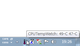 タスクトレイアイコンの上にマウスカーソルを合わせると、CPU コアごとの温度をツールチップで表示させることができる
