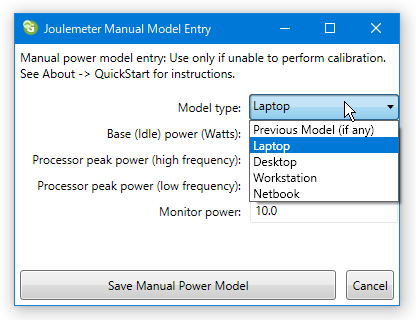 「Model type」欄にあるプルダウンメニューをクリックし、自分のパソコン環境を選択する