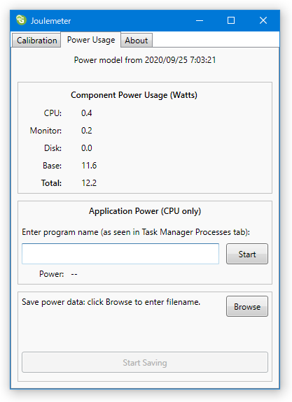 「Power Usage」タブ