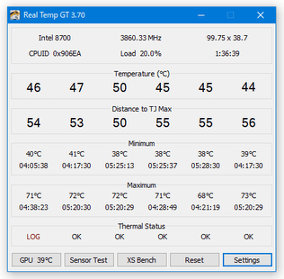 Real Temp スクリーンショット