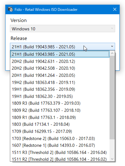 ダウンロードする Windows 8.1 / 10 / 11 のバージョンを選択して「Continue」ボタンをクリックする