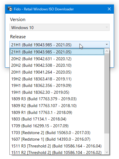 ダウンロードする Windows 10 / 11 のバージョンを選択して「Continue」ボタンをクリックする