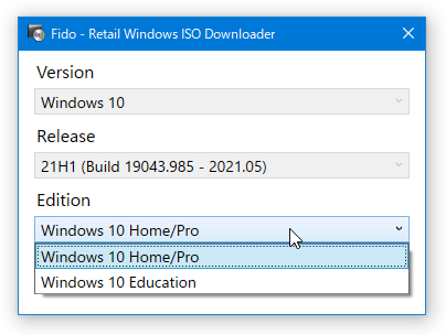 ダウンロードする Windows 10 / 11 のエディションを選択して「Continue」ボタンをクリックする