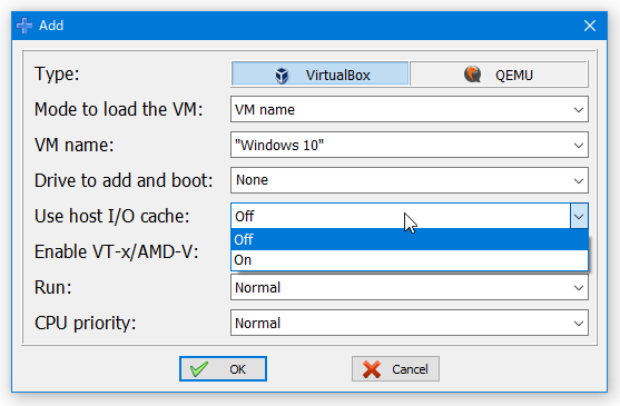 Use host I/O cache