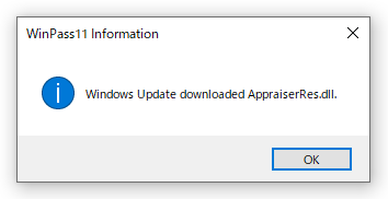Windows Update downloaded AppraiserRes.dll