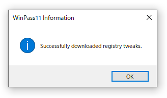 Successfully downloaded registry tweaks