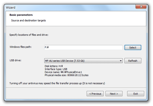 Specify locations of files and drive