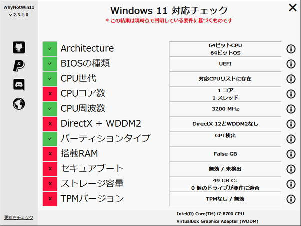 今回使用した仮想マシンのスペック