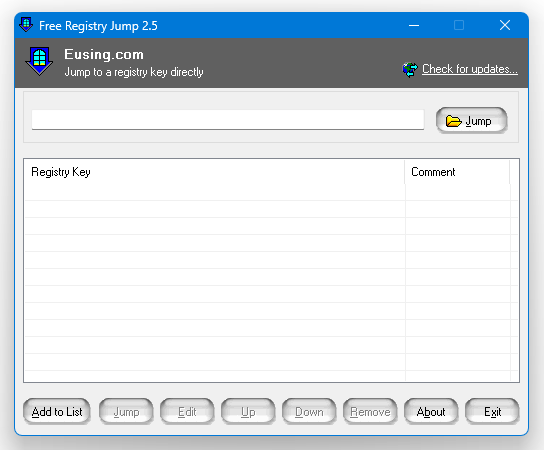 Eusing Free Registry Jump