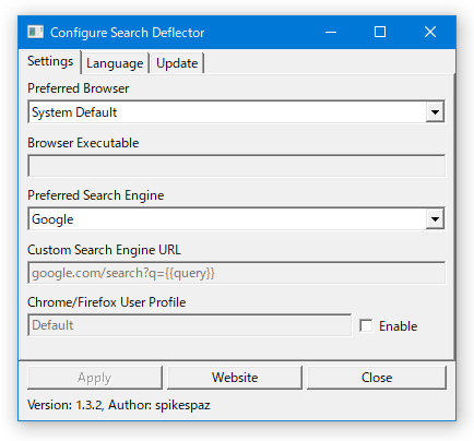 Configure Search Deflector