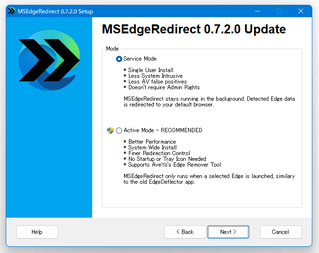 MSEdgeRedirect スクリーンショット