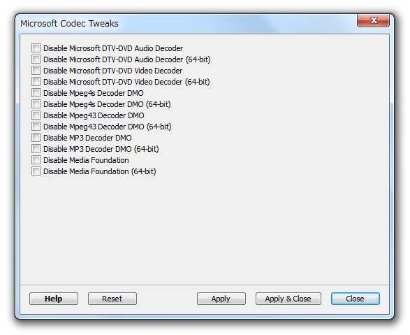 Microsoft Codec Tweaks