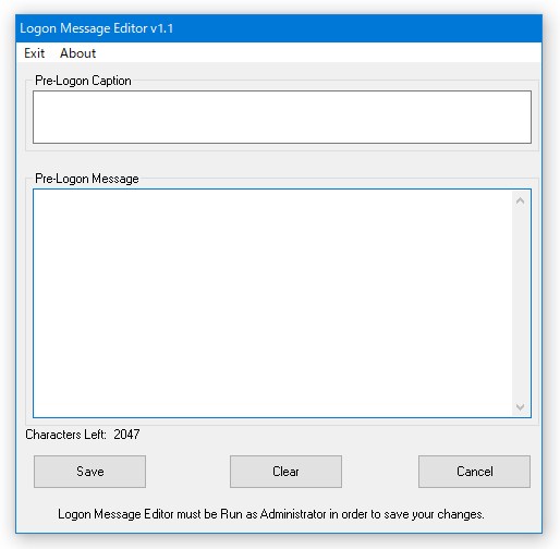 Logon Message Editor