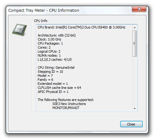 CPU の詳細情報