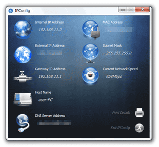 IPConfig スクリーンショット