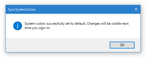 System colors successfully set to default, ～