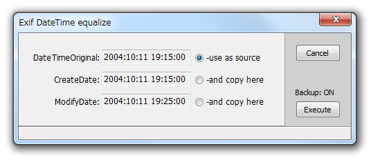 Exif : DateTime equalize