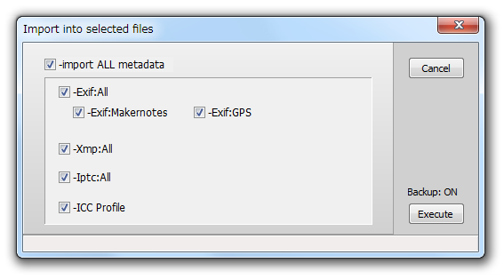 Import into selected files