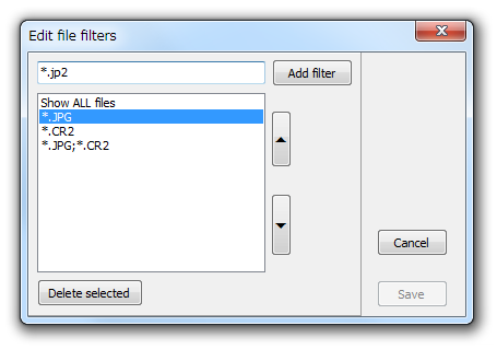 Edit file filters