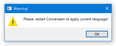 Please, restart Converseen to apply current language!