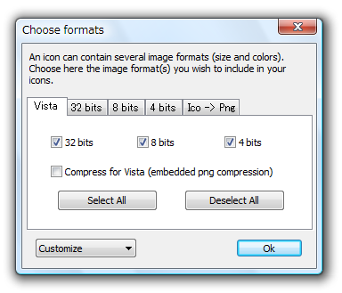 Choose formats