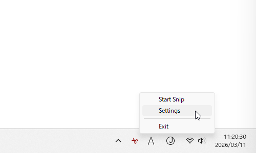 マウスカーソル下部に、4 つのボタンが表示される