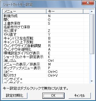 ショートカットキー設定