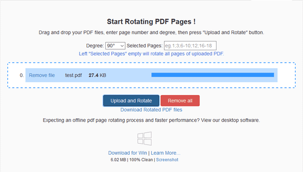 「Download Rotated PDF files」というリンクをクリックする