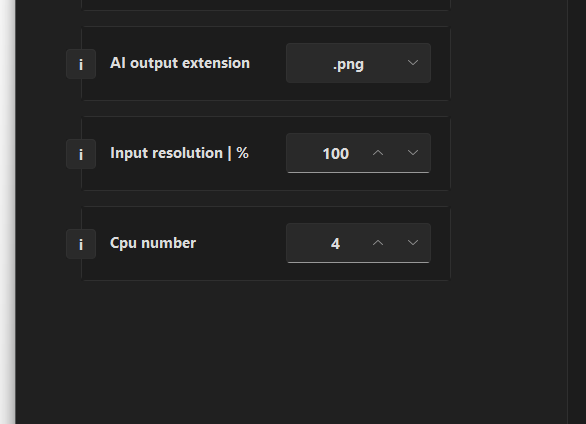 「Input resolution | %」欄で、入力画像の解像度を指定する