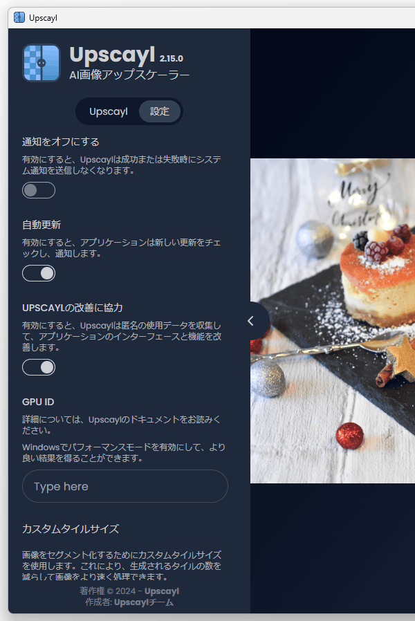 オプション設定