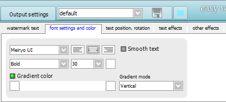 「font settings and color」タブ