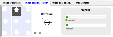 「image position, rotation」タブ