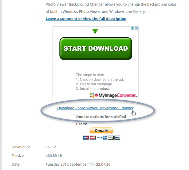 「Download Photo Viewer Background Changer」というテキストリンクをクリック