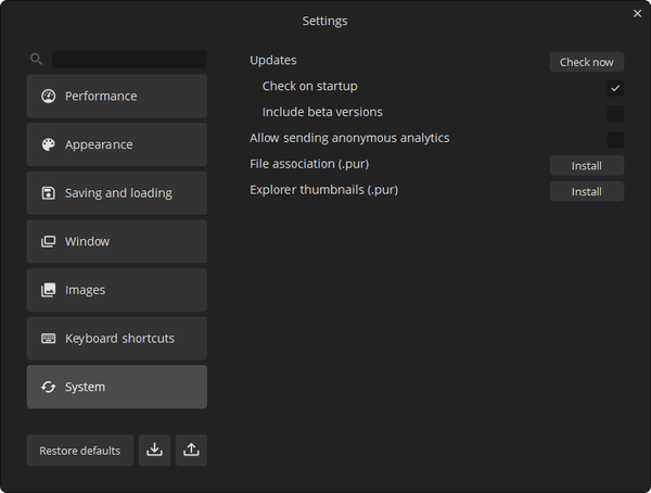 「Allow sending anonymous analytics」の ON / OFF を切り替える