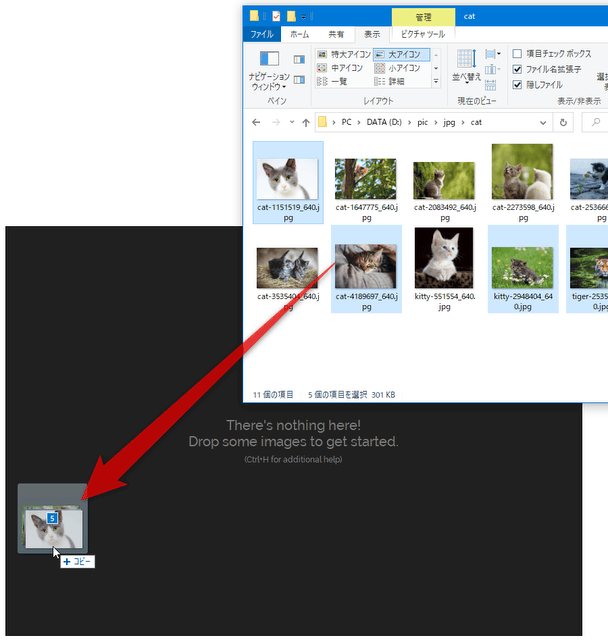 画像をドラッグ＆ドロップする