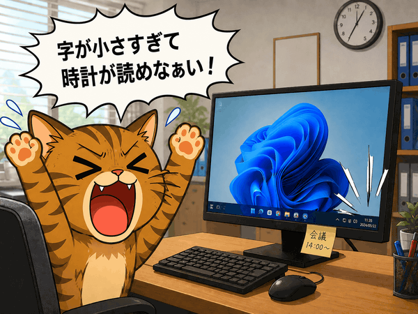字が小さすぎて時計が読めないk本的キャット君”