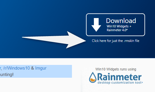 「Click here for just the .rmskin file」というテキストをクリックする