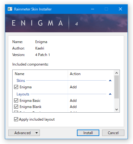 テーマのインストール画面