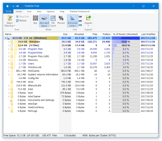 TreeSize Free スクリーンショット