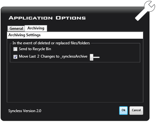 「Archiving Settings」タブ