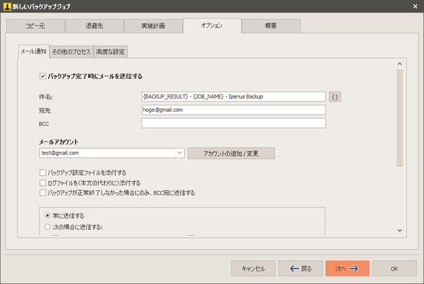 「オプション」タブ