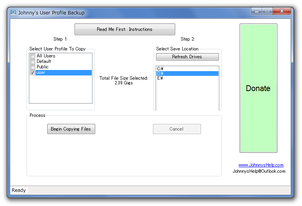 Johnny's User Profile Backup スクリーンショット
