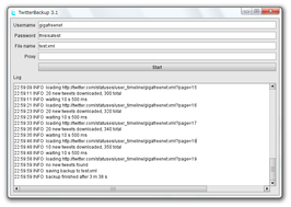 TwitterBackup スクリーンショット