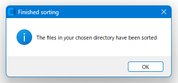 The files in your chosen directory have been sorted