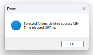 Selected folders deleted successfully!
