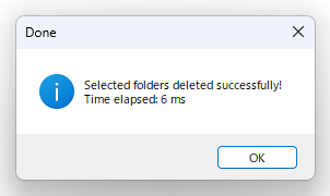 Selected folders deleted successfully!