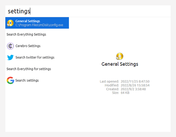 コンソールに「settings」と入力する