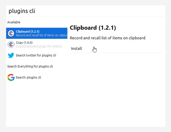 「Clipboard」プラグインをインストールする