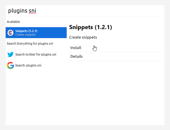 「Snippets」プラグインをインストールする