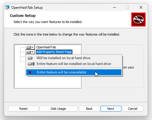 「Entire feature will be unavailable」を選択する